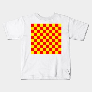 Checkerboard Square Seamless Pattern - Yellow & Red Kids T-Shirt